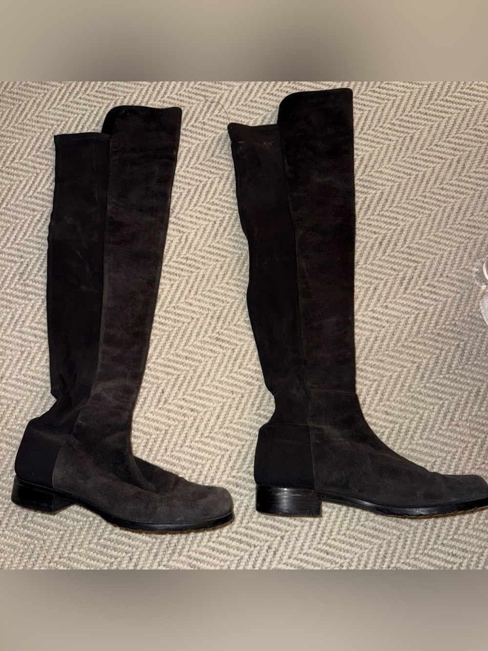 Stuart Weitzman 5050 Black Suede OTK Boot Detail